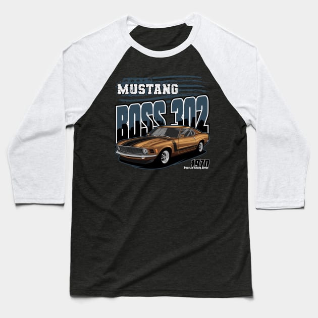 Mustang Boss 302 Baseball T-Shirt by WINdesign